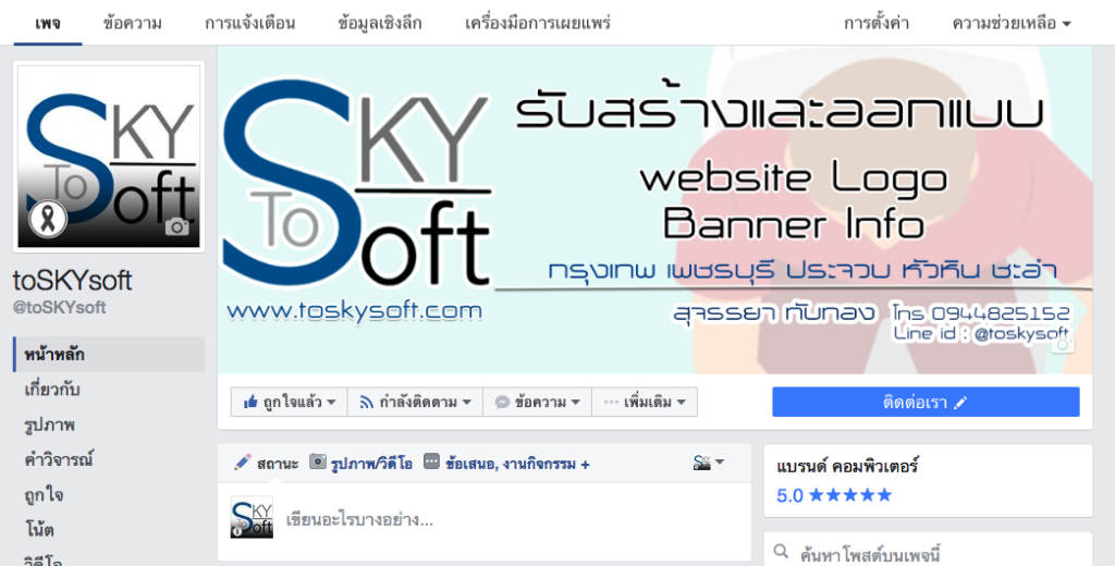 วิธีการเพิ่ม website ลง fanpage